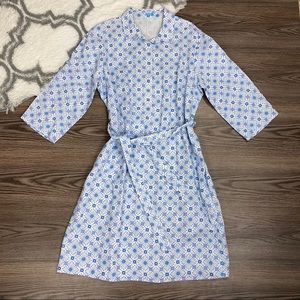J. McLaughlin Blue & White Linen Dress Size XL